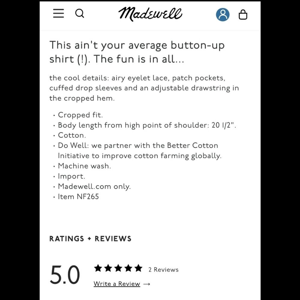 Madewell Eyelet Button Up Drawstring Top Xl - image 6